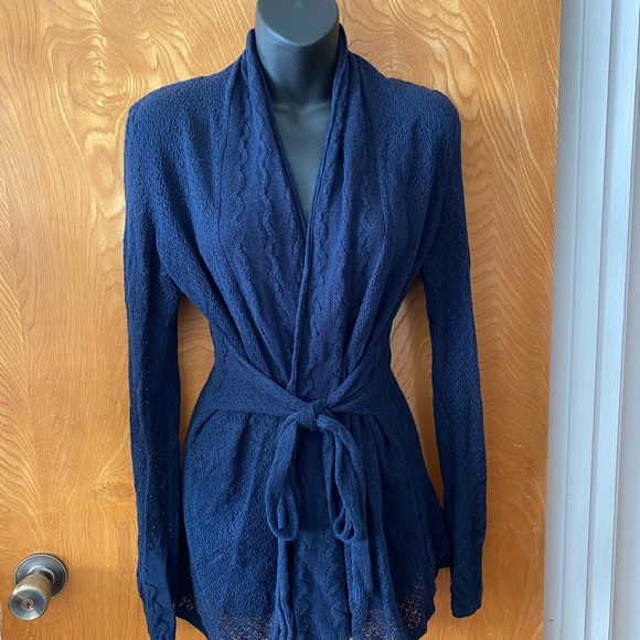 Anthropologie Sweaters - Anthropologie Knitted Knotted Navy Cardigan S